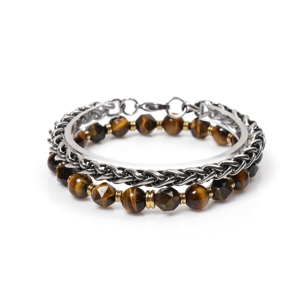 JBANS クラシックバニー TW5 サージカルスチール 505 ゴールドブラスホアンソク 781 ジェムストーンブレスレットセット (C2101-SE220_SV)