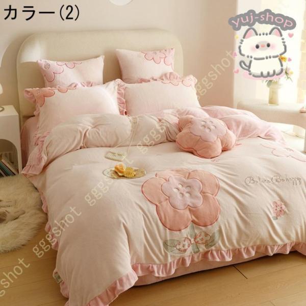 ふわもこ 秋冬 掛け布団カバー 敷きふとんカバー マイクロファイバー フランネル 極細繊維 花柄 保温性 毛布いらず 3点 4点セット ボックスシーツ 12,365円