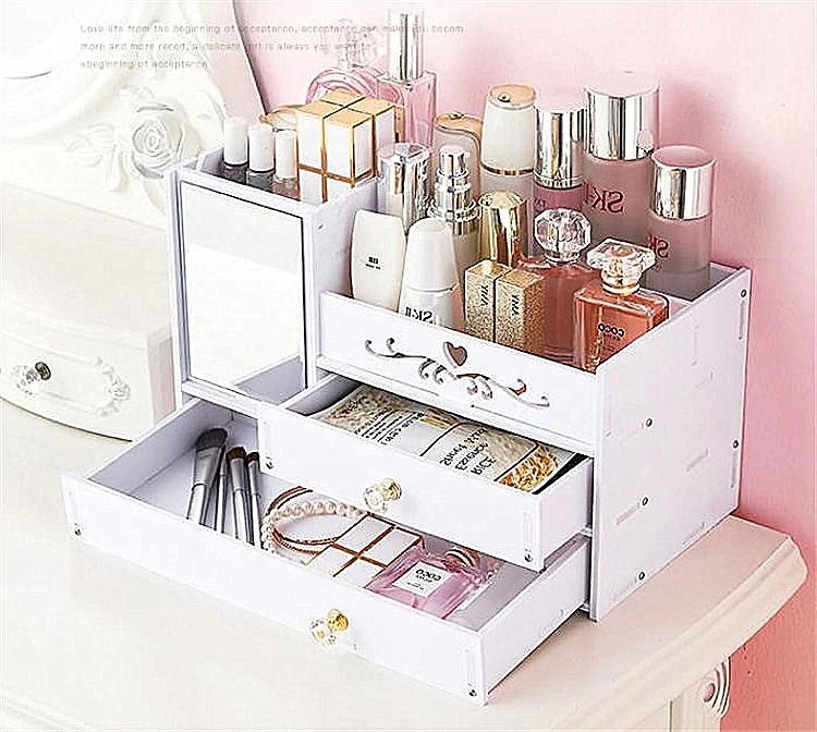 [タイムセール!!激安セール 大 化粧品収納箱 シンプル 大容量 上品映え 引き出し 仕上げ箱 百