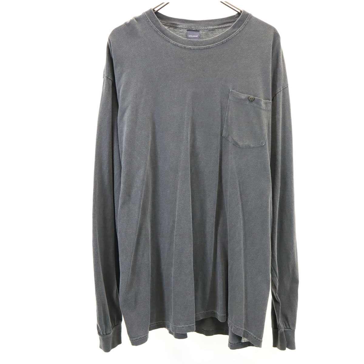 長袖 Tシャツ XL チャコールグレー ロンT 胸ポケ メンズ 古着