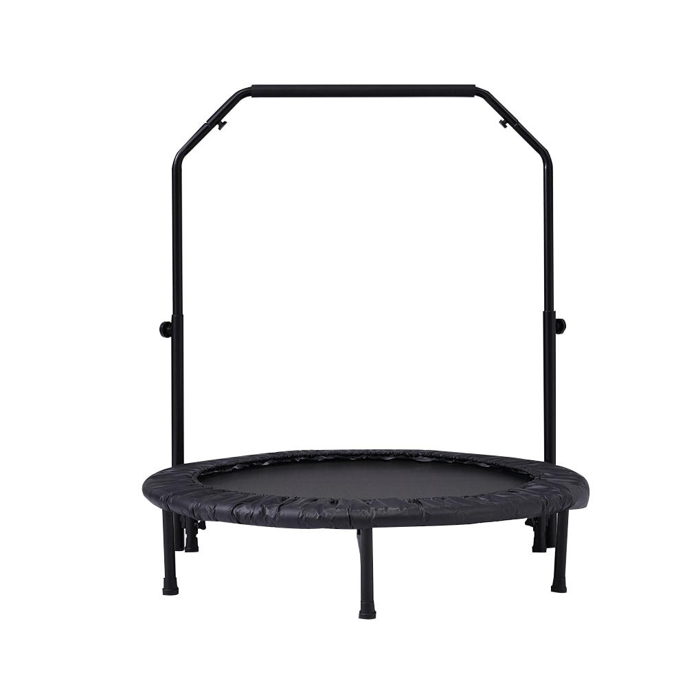 725国内発送-送.料.無.料新品【ブラック】補助手すり付き トランポリン ダイエット器具 健康器具 折りたたみ おもちゃ エクササイズ フィットネス 室内運動 あそび 家庭用 子供用 大人用 有酸素