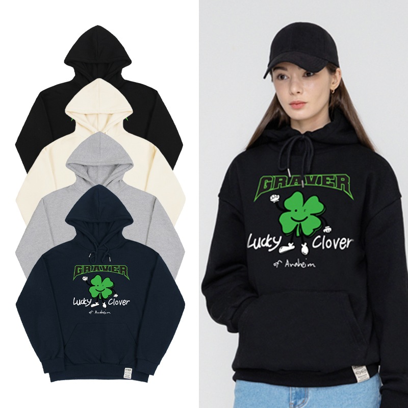 UNISEX]Lucky clover center hoodie_4color パーカー