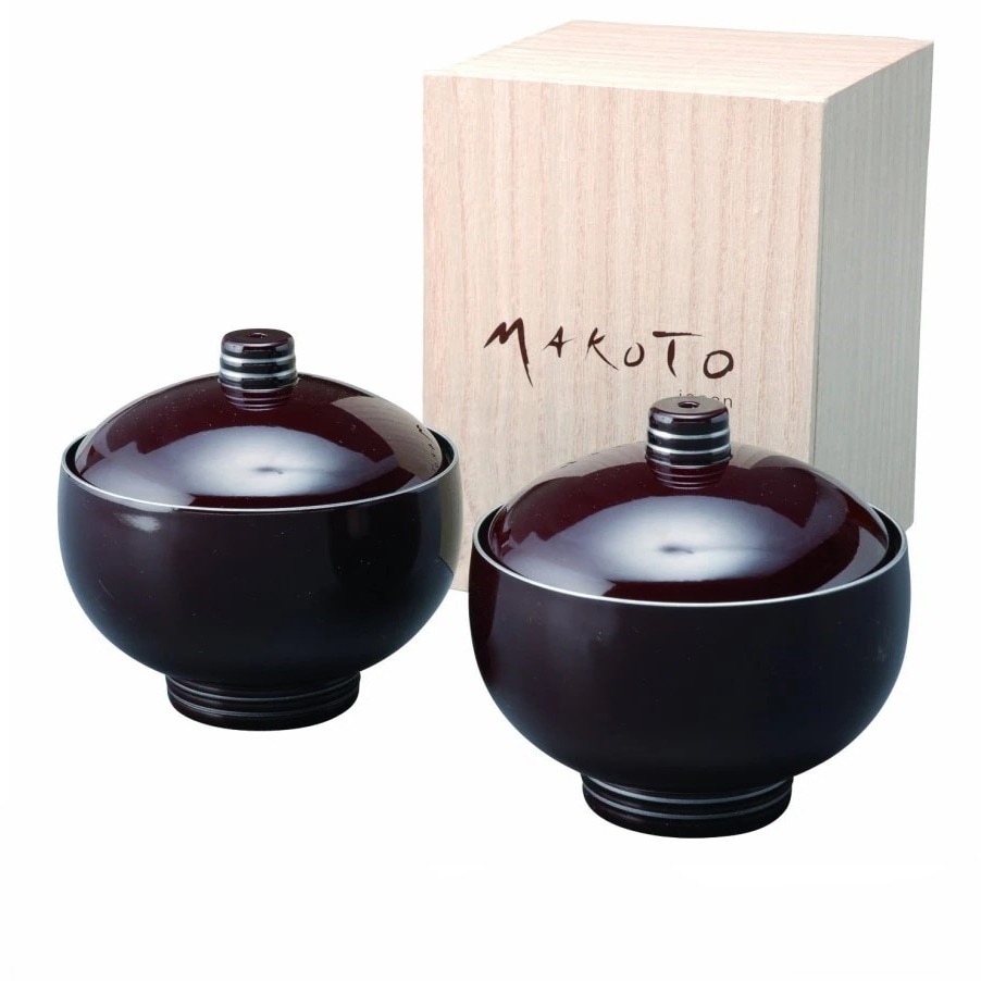 【木箱入りギフト】MAKOTO japan ボンボリ椀ペア しろがね （木箱入り）お椀 汁椀 紀州漆器 和 和柄 MKT-29M24-8 日本製
