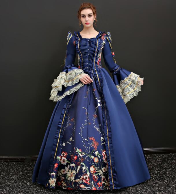 高品質保証！ロングドレス 王族服 司会 演奏会 ジュリエット 女王様ドレス ヨーロッパ風 貴族ドレス 華やか お姫様ドレス 中世貴族風 フレア袖 宮廷 礼服 パーティードレス ステージ 舞台 ハロウィ