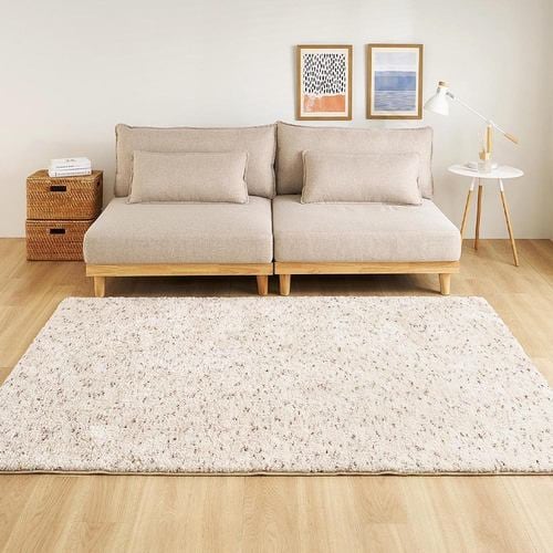 【メーカー直送品】萩原 ミックスシャギーラグ Liva リーヴァ 約200×200cm アイボリー