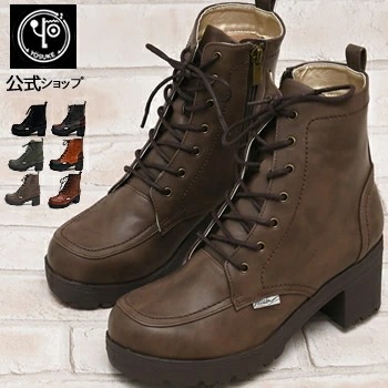 【公式SHOP特典キズ補修液付】 ヨースケ レースアップブーツ ショート レディース 歩きやすい 6.5cmヒール