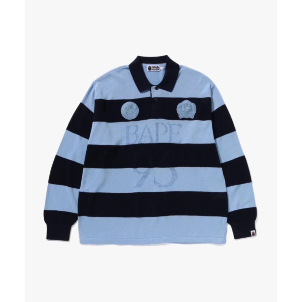 BAPE Jacquard Multilogo Stripe Relaxed Fit T-Shirt M NAV