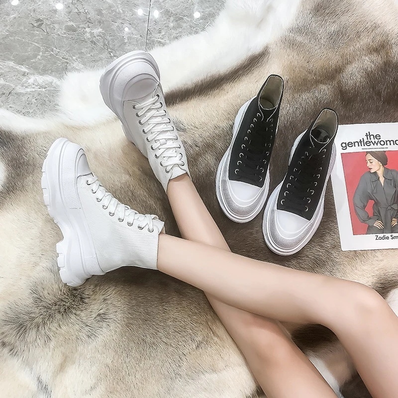 ハイカット厚底スニーカー レディース人気美脚疲れない軽量靴スニーカー レディース春夏厚底韓国 スニーカーカジュアル厚底靴松糕靴 厚底シューズ
