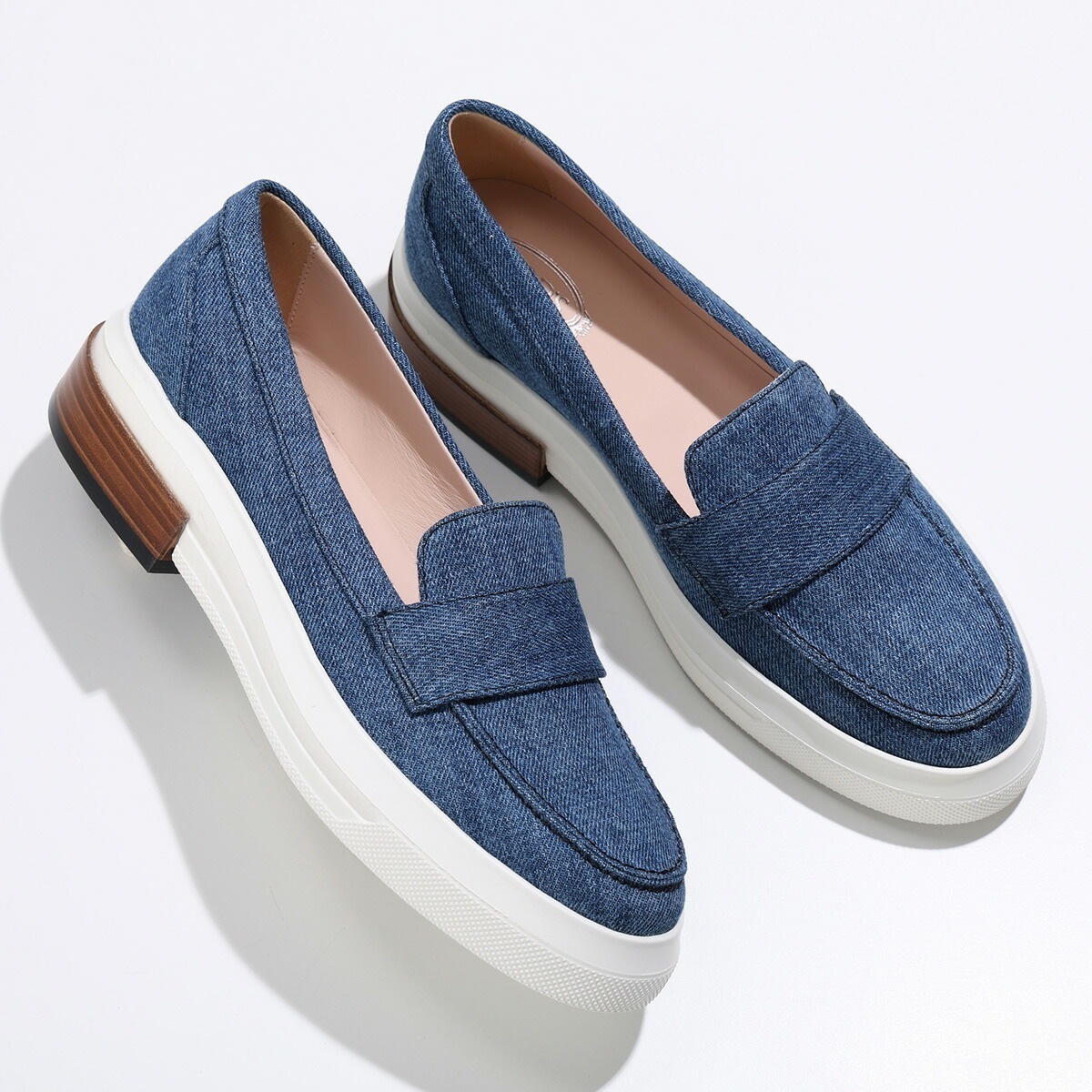 TODS トッズ ローファー XXW92B0Y41YJD1 レディース レザー デニム スリッポン ロゴ 厚底 シューズ 靴 U808/BLU-DENIM