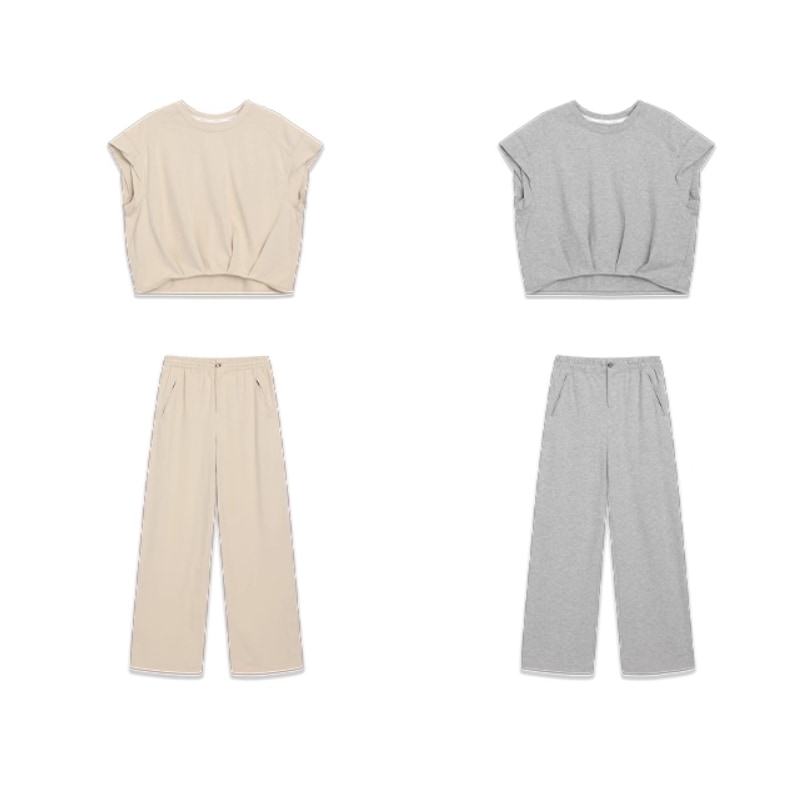 レディーススウェット パンツ 上下セット 丈長 半袖 クルーネック ストレート スウェット カジュアル かっこいい 学生風 ナチュラル 無地 夏 学生 アウトドア キャンプ 旅行 海 プール ビーチ 10,696円