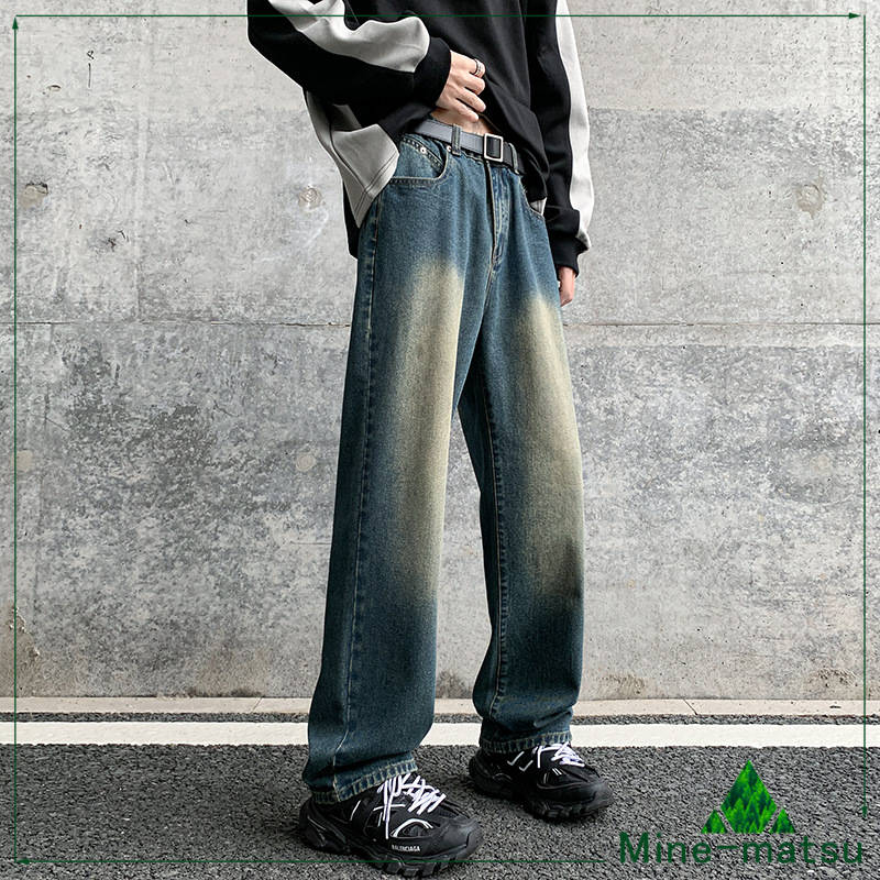 2023秋新作 ボトムス レトロ ジーパン ロングパンツ デニムパンツ メンズ 色落ちジーンズ