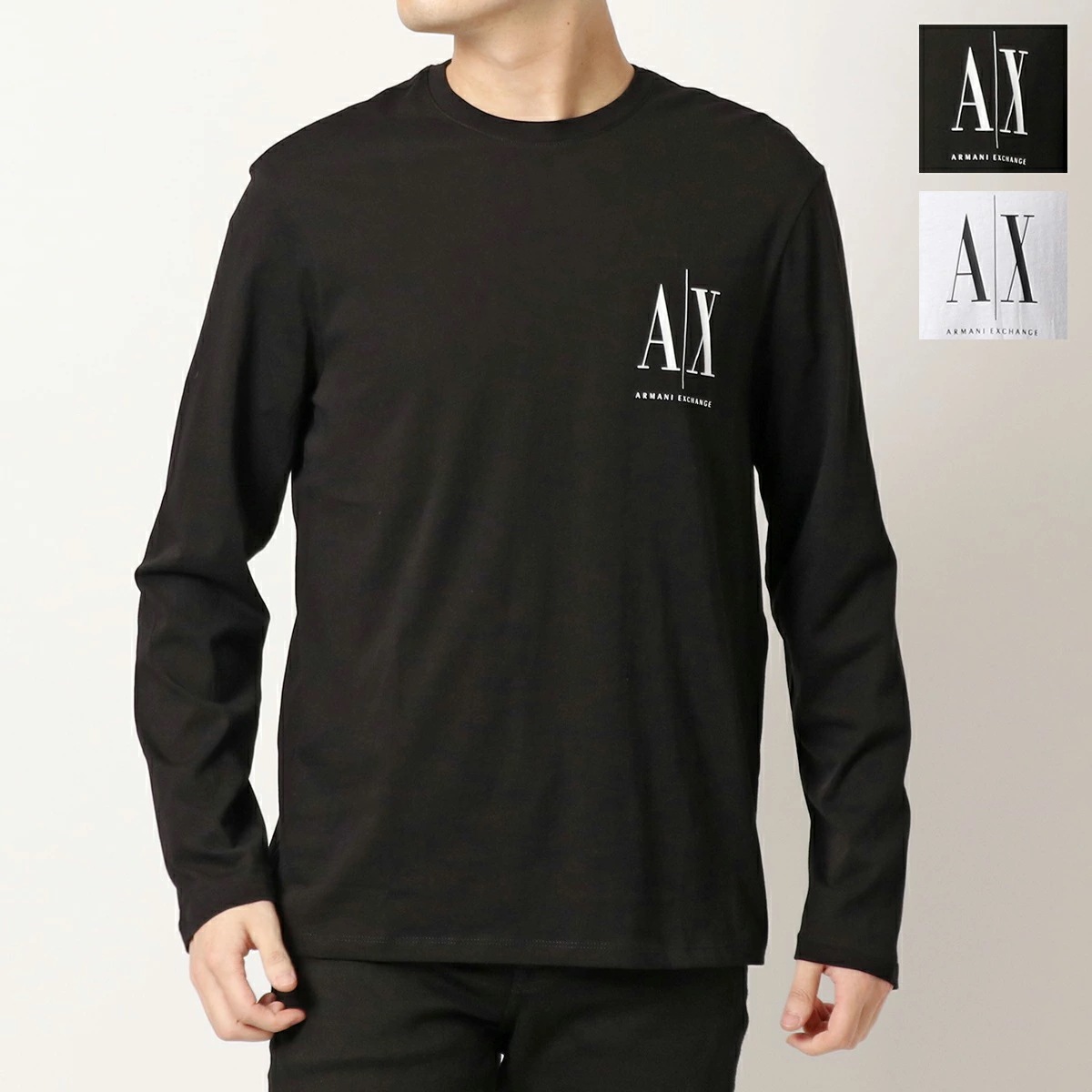 A/X ARMANI EXCHANGE アルマーニ エクスチェンジ カットソー 8NZTPL ZJH4Z メンズ クルーネック ロンT ロゴ カラー2色