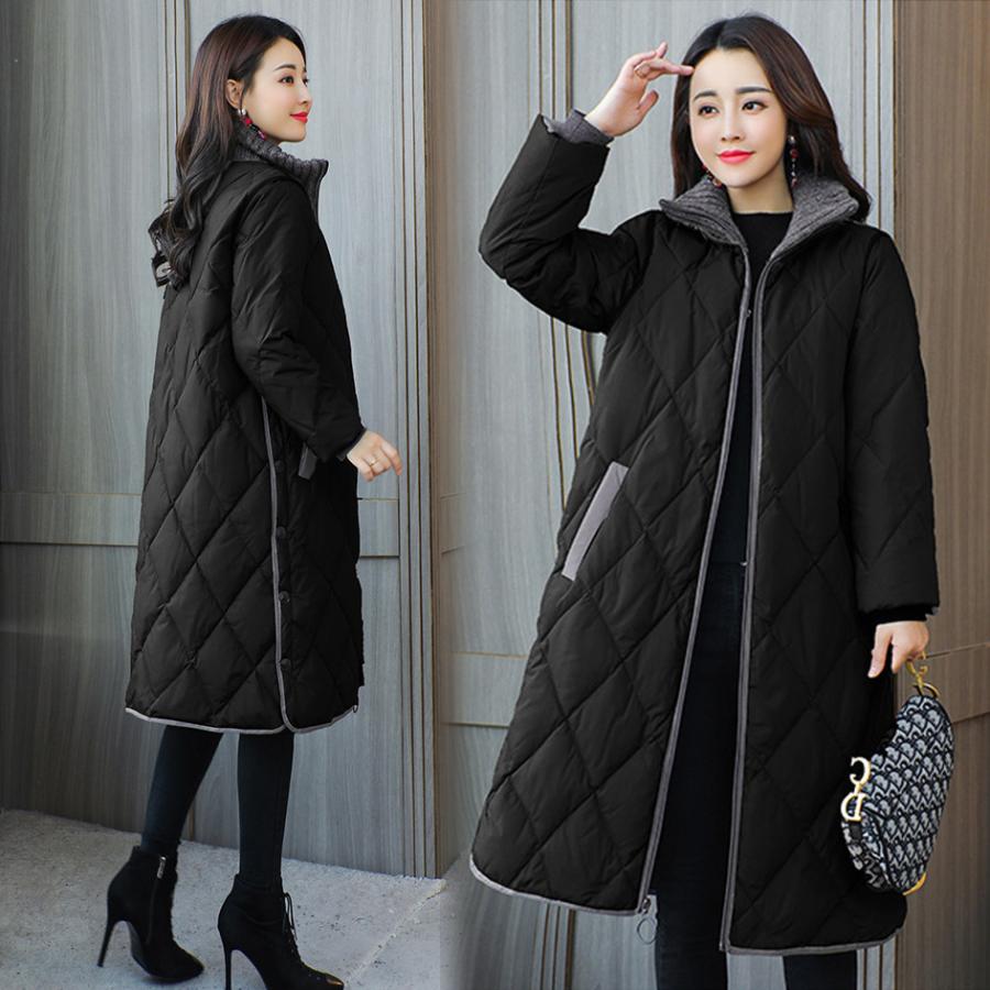 中綿コート ダウン風コート レディース ロング丈 ダウン風ジャケット 冬アウター ゆったり 暖かい 大きいサイズ