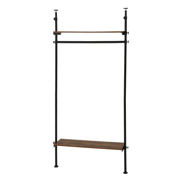 突っ張りハンガーラック ブラウン・幅90×奥行24×高さ187～264cm KTR-3152BR