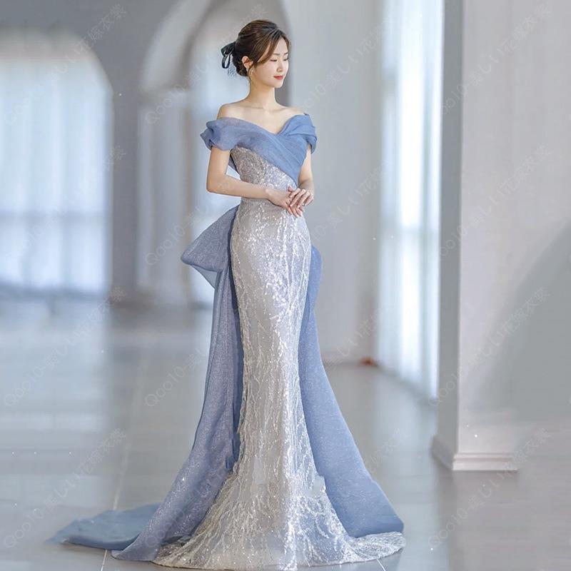 【九月上新】【急速出荷】2023新商品 流行り パーティードレス 結婚式ワンピース 演奏会 発表会 卒業式 ドレス ウェディングドレス 花嫁ロングドレス 成人式 同窓会ワンピース-86