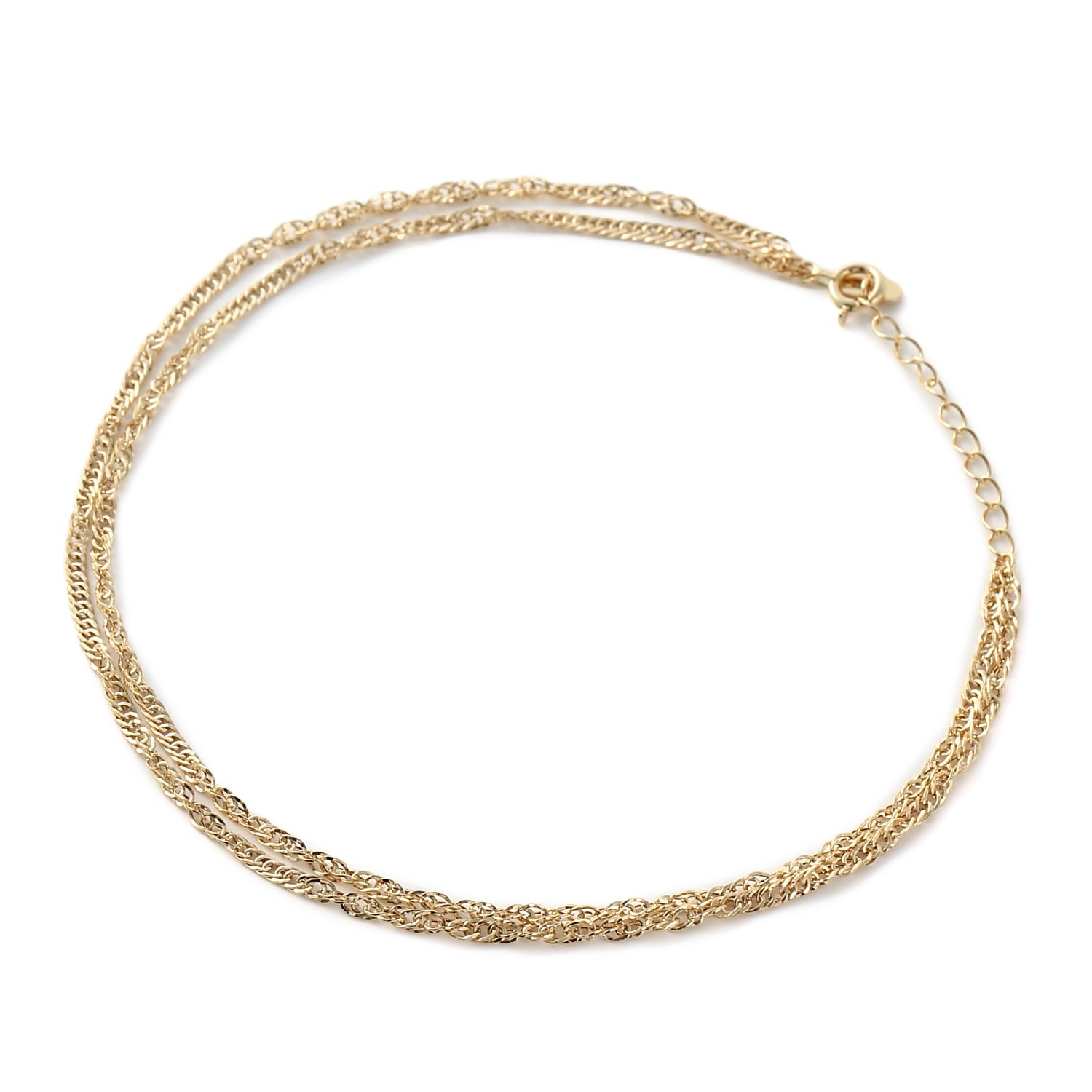 18金 アンクレット 2連 中空スクリュー チェーン ゴールドレディース K18 18K