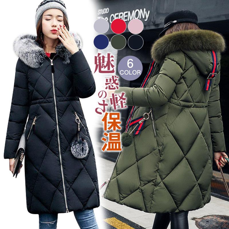 中綿ジャケットレディース通勤通学フード付き防寒ジャケットロング丈厚冬服トップス暖かいおしゃれ体型カバー着痩せ