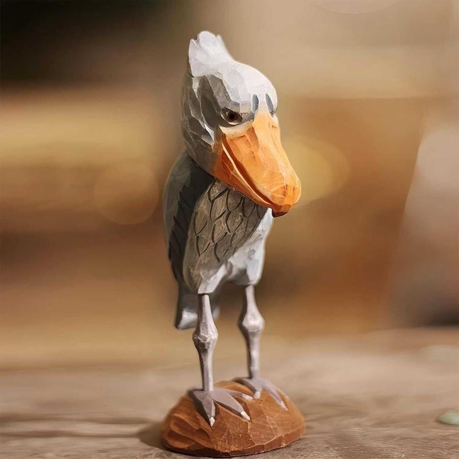 [プレミア新品]ハシビロコウ置物/木彫/木製/オブジェ/北欧雑貨/インテリア/人形/手作り/工芸品/バスウッド