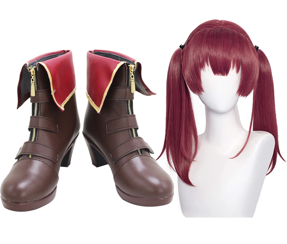 コスプレ靴 宝鐘マリン ほうしょうまりん ウィッグ付き　バーチャル Vtuber YouTuber 下駄 シューズ 長靴 コスプレ クリスマス ハロウィン