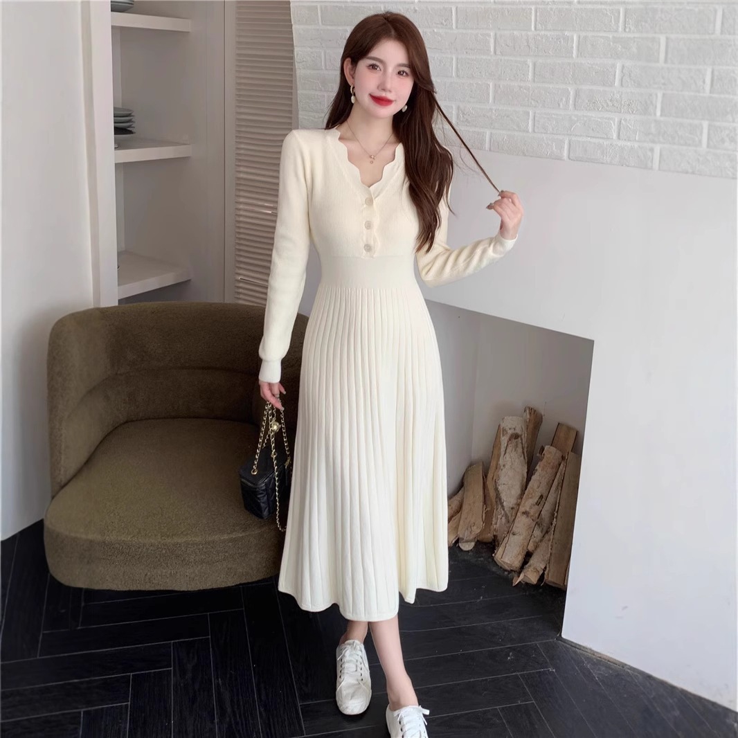 【1つ買うと10つ無料】秋の女性2025編みドレス女性冬のハイレベルスパートスイートスカート