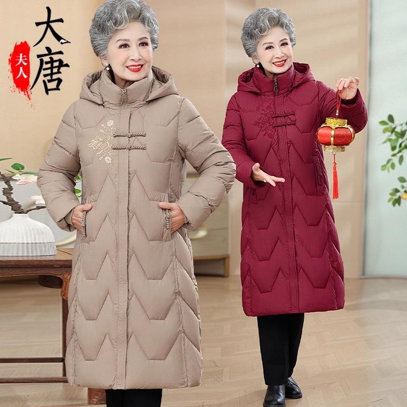中高年女性用綿入りコートおばあちゃんの冬用中丈厚手コート新しいスタイルの母親用服おばあちゃんの綿入りジャケット