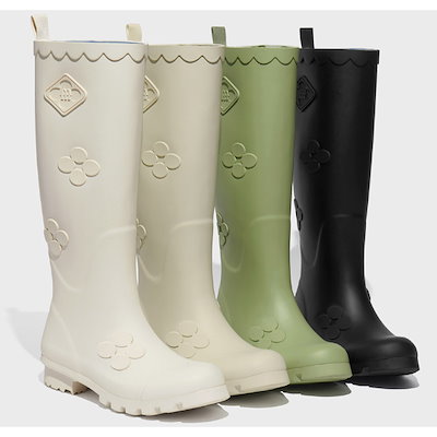 【ROCKFISH WEATHERWEAR】FLORAL PATCH RAIN BOOTS LONG X MINJUKIM] FLORAL PATCH RAIN BOOTS SHORT - 4 colors