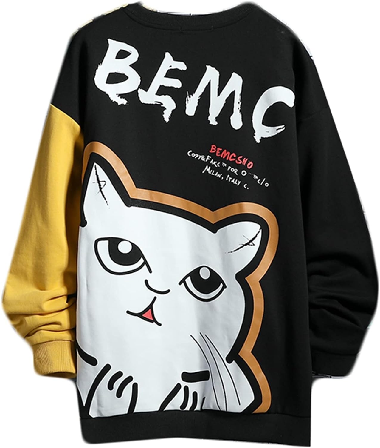 パーカー トレーナー 男性用 インナー ねこ柄 プリント かわいい 長袖 カジュアル クール 丈長め オーバーサイズ クルーネック 体型パカー トップス プルオーバー 流行し 通気性 ストレッチ 春秋