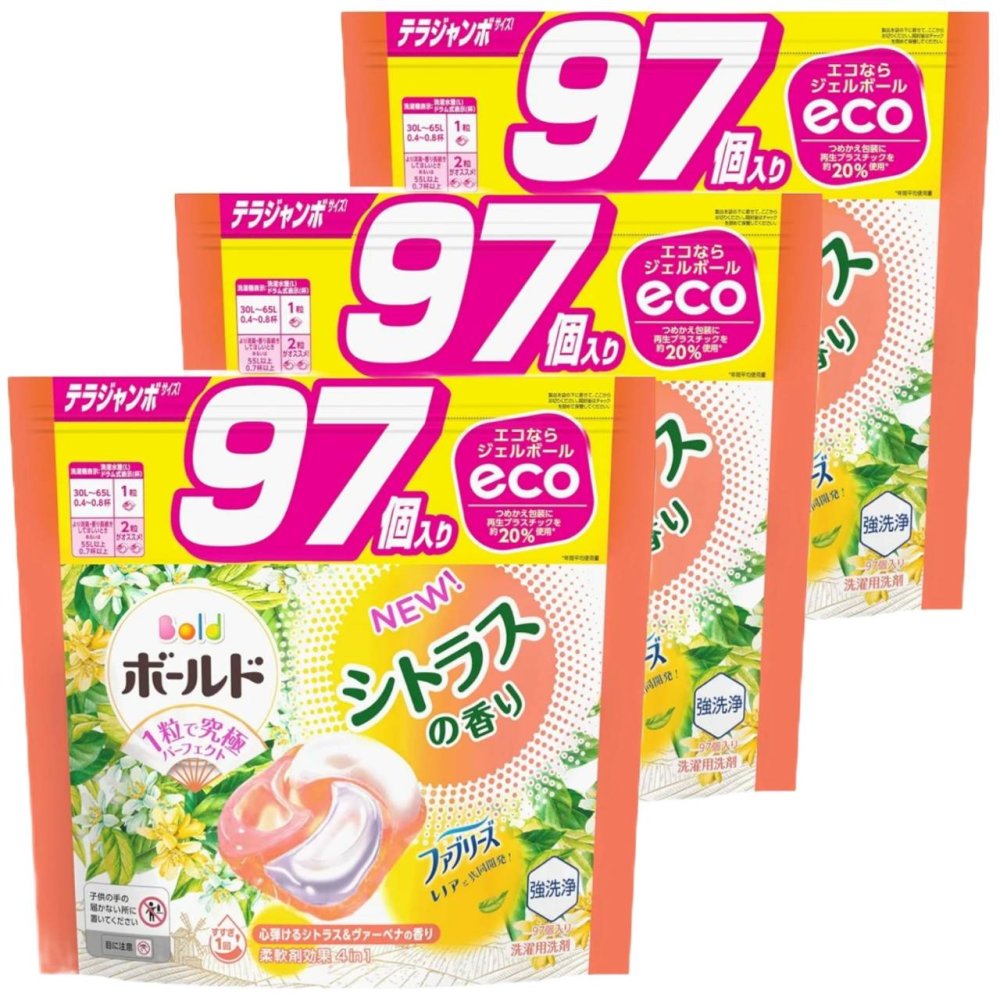ボールド 洗濯洗剤 ジェルボール4D シトラス&ヴァーベナ 詰め替え 97個×3袋