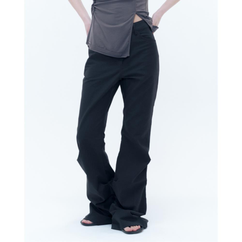 MISEKI SEOUL Cotton shirring bootscut pants BLACK MSK252