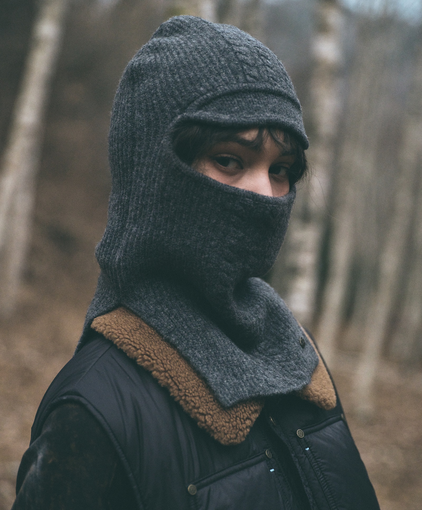 YAK CABLE KNIT BALACLABA [CHARCOAL]