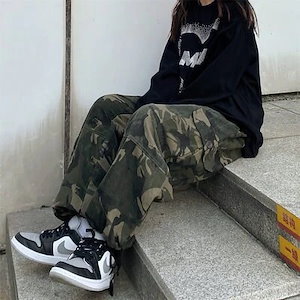 選べる福袋2025-迷彩柄 カーゴパンツ ロングパンツ ウエストゴム 裾ゴム 男女兼用 ゆったり ダンス カジュアル
