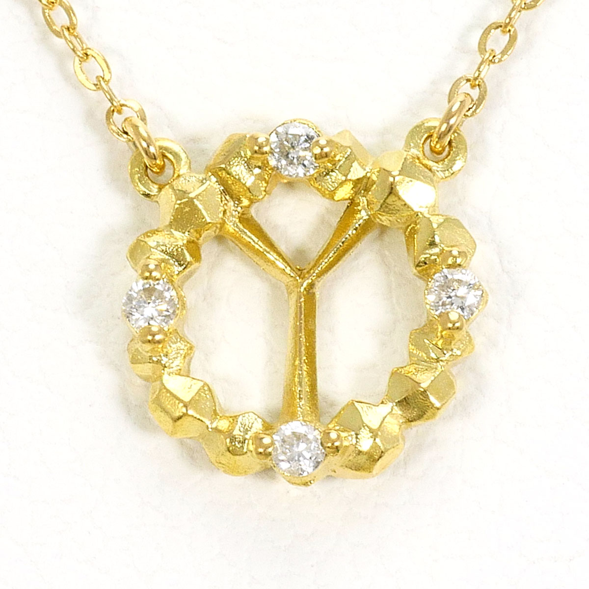 K18 18金 YG イエローゴールド ネックレス ダイヤモンド 0.03ct 総重量約1.3g 約42cm 中古