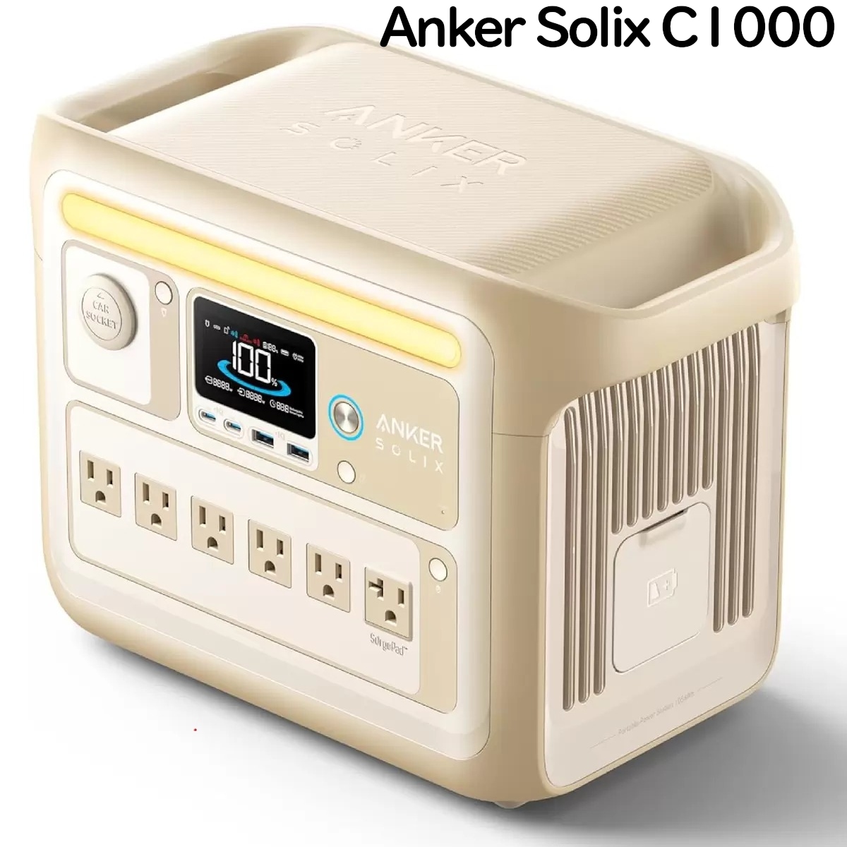 Solix C1000 ポータブル電源 A1761521 ベージュ 容量1,056Wh 速いパワフル長寿命 世界最速急速充電 業界屈指のコンパクトさ 防災機能 スマホ遠隔操作 コストコ 直送品