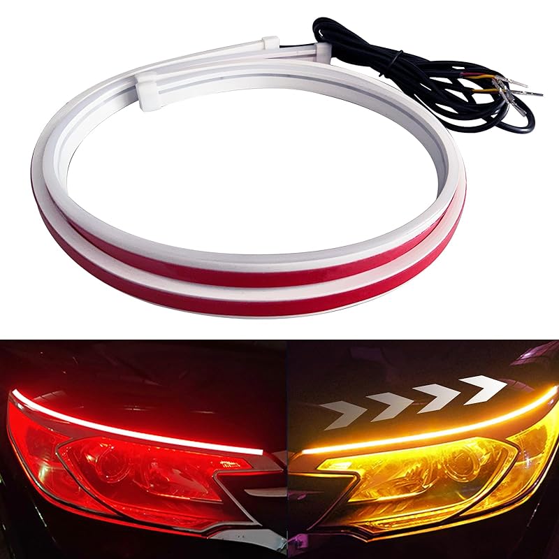 GZRUICA シーケンシャルウインカー 流れるウインカー 流れるLEDテープ 車用 防水 側面発光 デイライト テールランプ レッド/アンバー切り替え可能 高輝度 2835素子 30CM DC12V