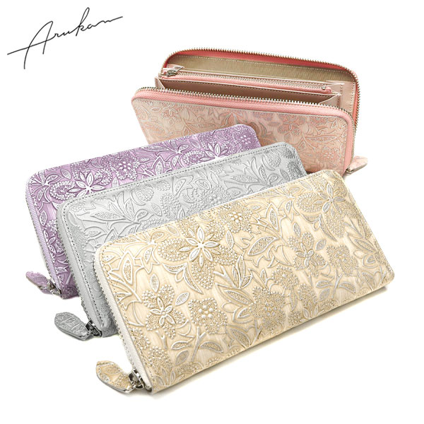 長財布 クレア ラウンド 財布 ラウンドファスナー サイフ 大容量 軽い カード 本革 日本製 革 花柄 レディース 1418-706 16,863円