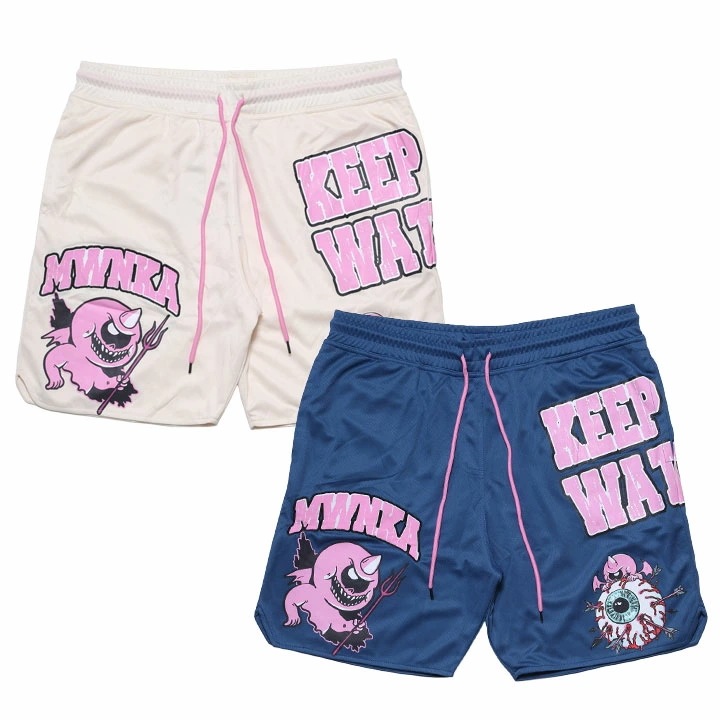 MISHKA ハーフパンツ バスパン 半ズボン 短パン メンズ 春夏用 白 青 大きいサイズ ミシカ ジャージ トラックパンツ ショートパンツ CYCO SIMON