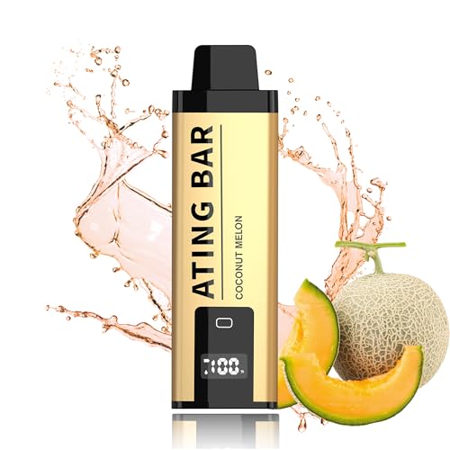 【 ATING BAR 公式 】持ち運びシーシャ 10000回パフ 充電式 ニコチンなし タールなし 使い捨て 電子タバコ VAPE ベイプ 禁煙 禁煙グッズ サポート 大容量 本体 爆煙 (メロン)