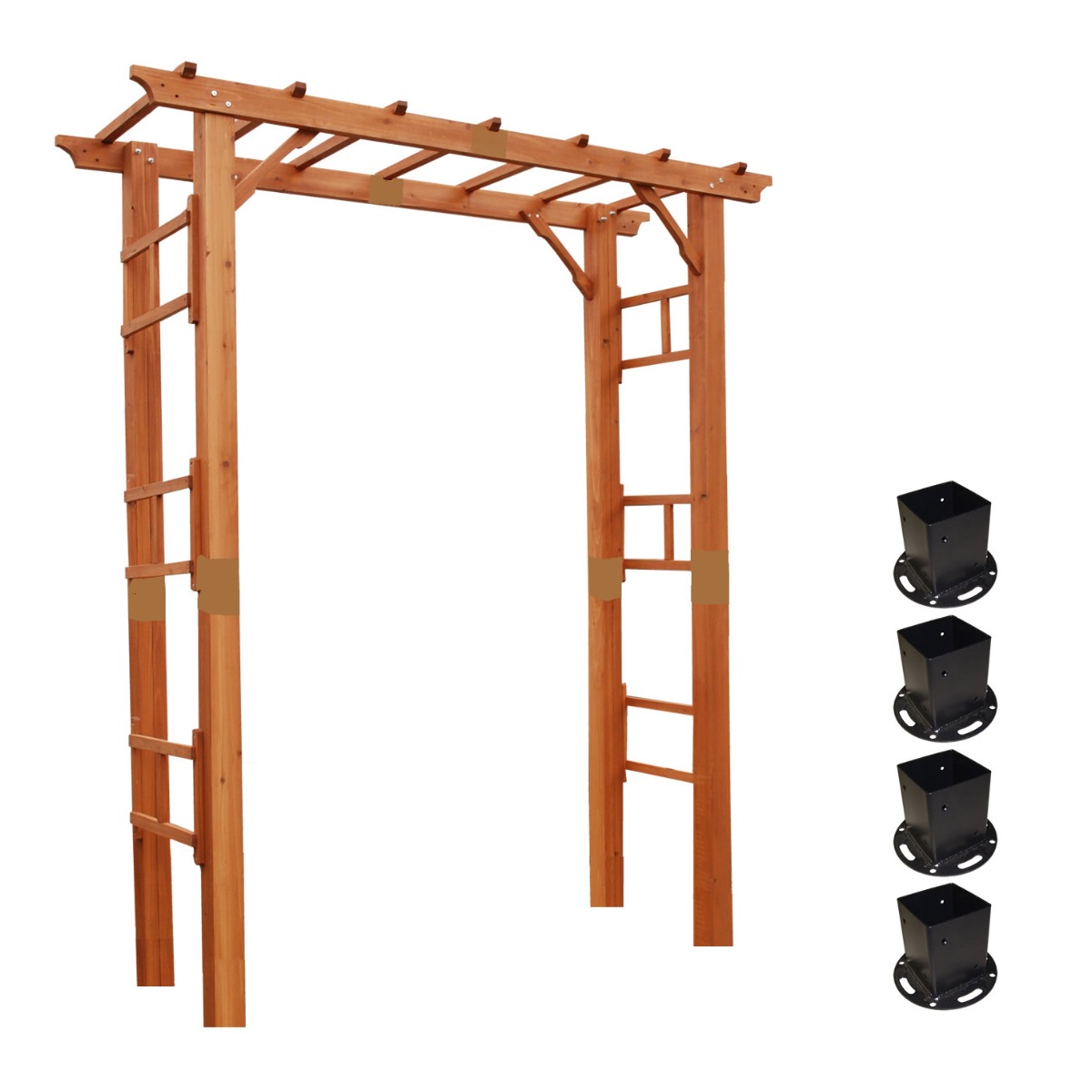 アーチ 天然木製フレックスパーゴラアーチ 幅190cm 平地金具セット セット パーゴラ ガーデンアーチ 門 子供 外 木製アーチ おしゃれ かわいい バルコニーアーチ ガーデニング 目隠し