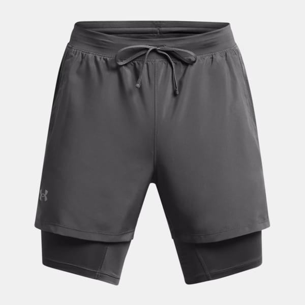 1382640-025 グレー 男性 UA Launch 2-in-1 5インチ ショーツ ハーフパンツ レギンス