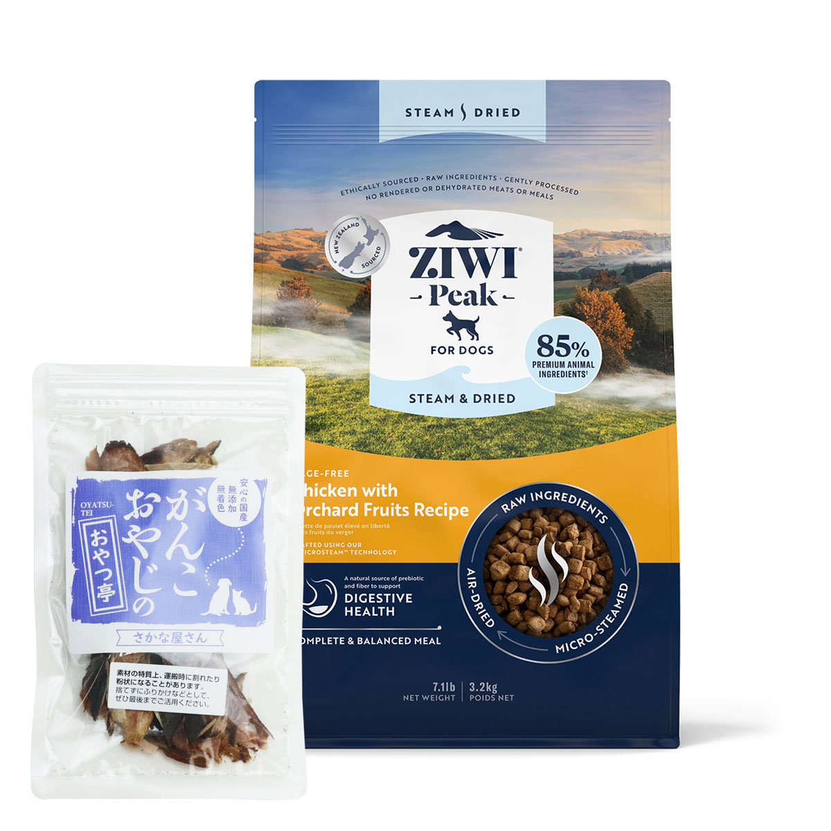 スチーム & ドライ・ドッグフード ケージフリーチキン with オーチャードフルーツ レシピ 3.2kg【国産無添加さかなのおやつ付き】