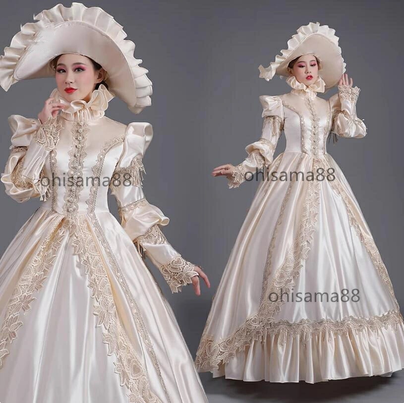 期間限定 貴族ドレス オペラ声楽 舞踏会 プリンセスドレス 演劇 貴婦人ドレス 華やか ロングドレス 可愛い パーティードレス 撮影 演奏会 高級感 長袖 中世貴族風 宮廷ドレス お姫様ワンピース 文