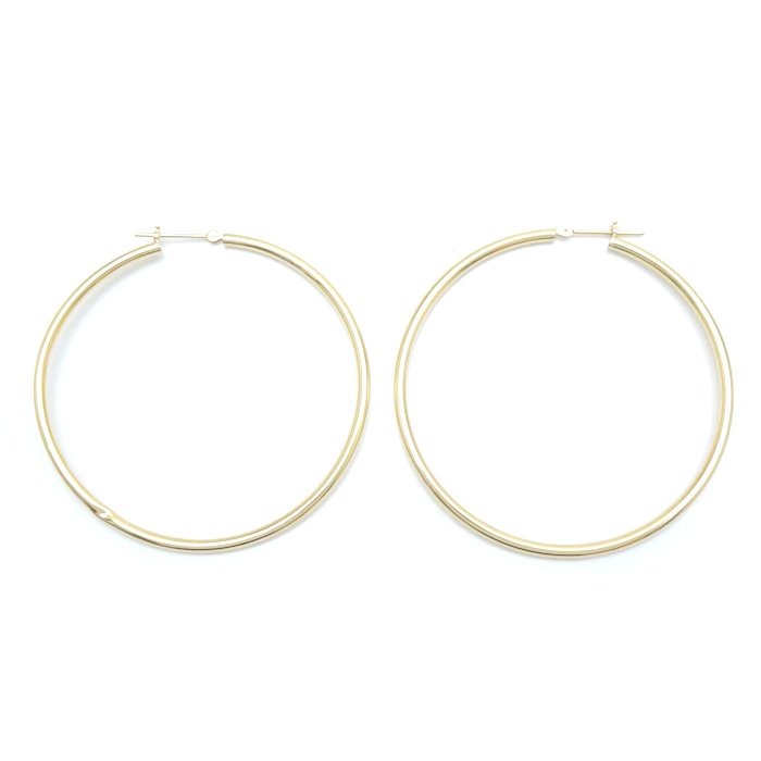 フープ ピアス 5cm K18YG イエローゴールド/28075【中古】