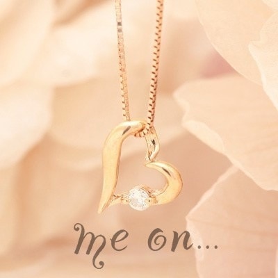 me on... 手書き風ハートに煌くダイヤ K10ピンクゴールド PG 天然ダイヤモンドオープンハートネックレス 23,688円