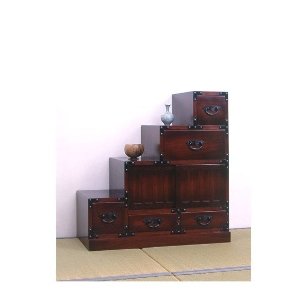 民芸調 階段箪笥(タンス) 左下がり 64733 【完成品】