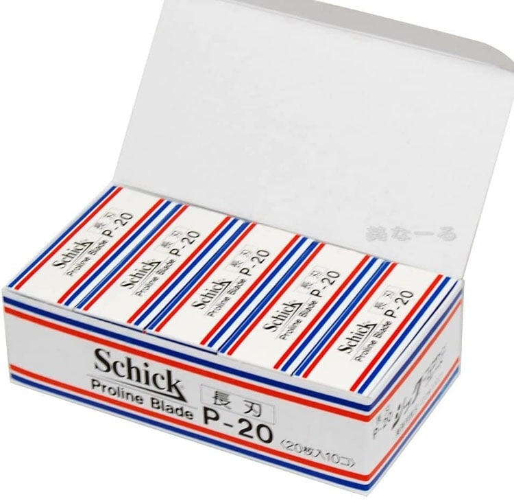 シック プロラインブレード P-20 長刃 20枚入10個 替え刃 替刃 P20 Schick Proline Blade レザー カミソリ 剃刀 メンズ プロ用美容室専門店
