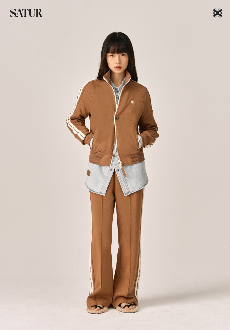 【SATUR】 (W) LAWTON ALL DAY TRACK PANTS : LIGHT BROWN