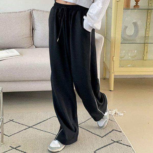 Hスタイル(PT)ラインレオチップパンツ 春 晩夏 バンディングパンツ スラックス ストレート ワイドパンツ