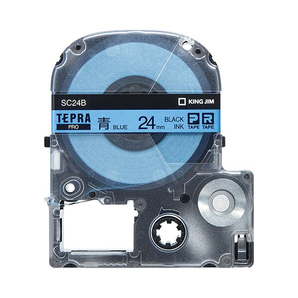 （まとめ） キングジム テプラ PRO テープカートリッジ パステル 24mm 青／黒文字 SC24B 1個 (×4セット)