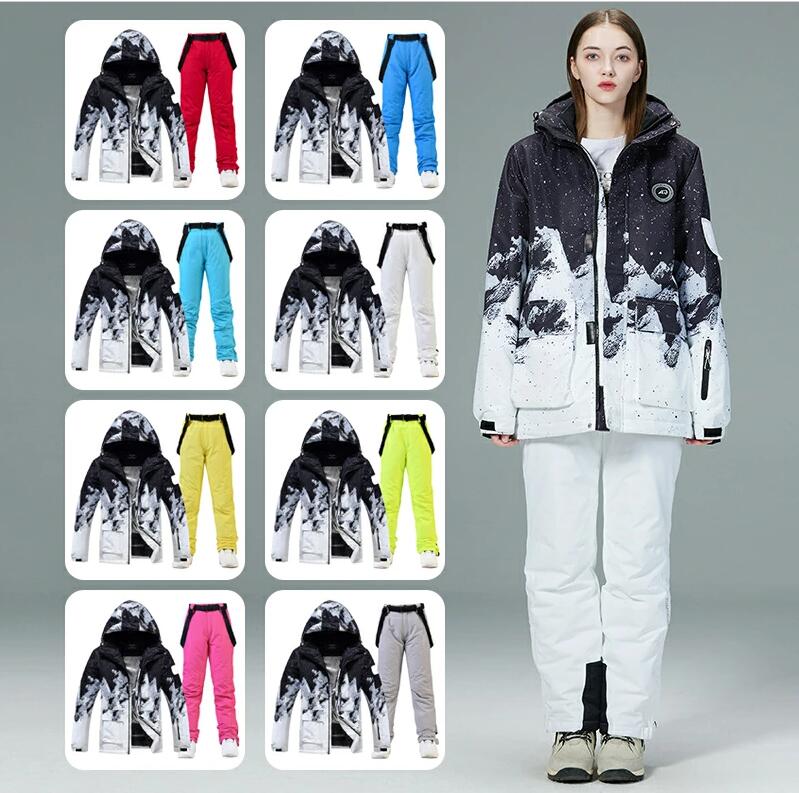 コストパフォーマンス9色 男女兼用 ジャケット+サスペンダーパンツ スノーボード スノーボードウェア メンズ レディース スキーウェア ストレッチジャケット スノーウェア ボードウェア スノボーウェア