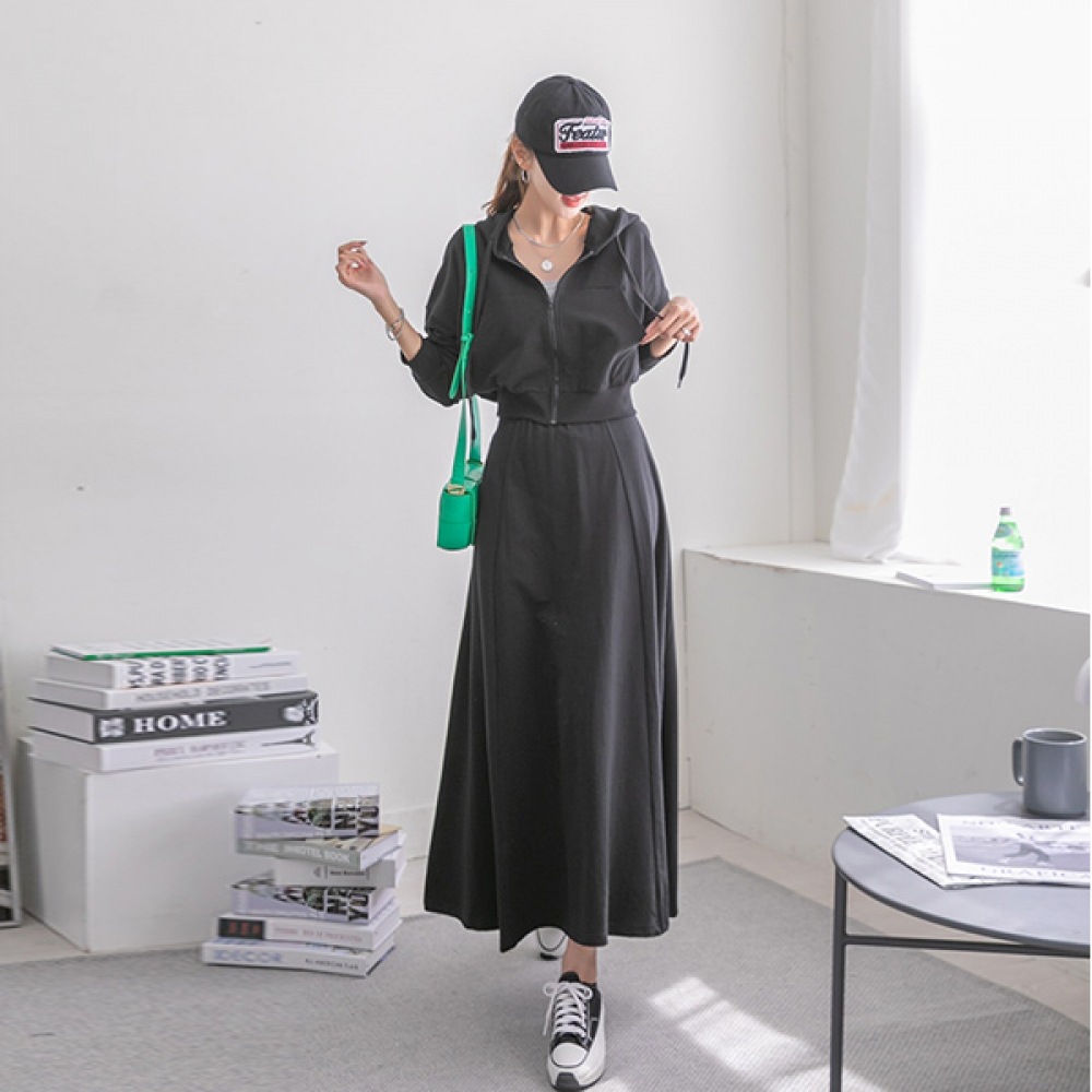 (ナーク21) (55~99) フード付きジップアップ+ロングスカートセット KO23-O-02